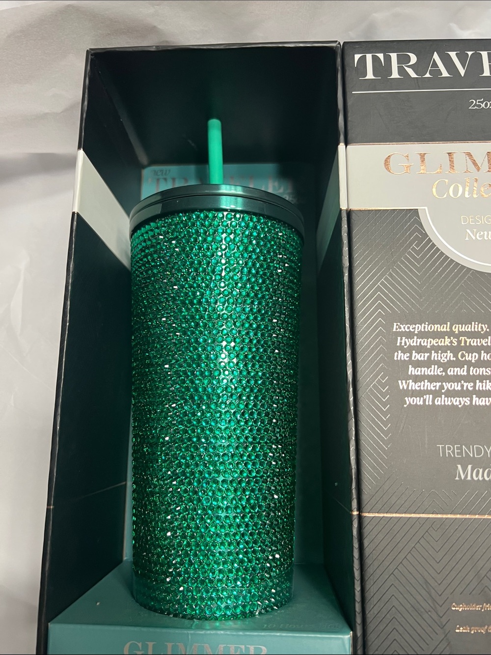 Traveler Glimmer Collection Emerald Crystal Tumbler 25oz - Picture 3 of 10